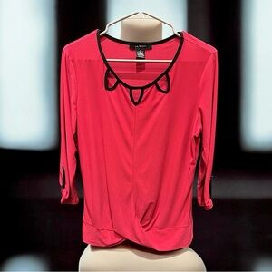 Liz McCoy Pink Blouse with Black Accents MEDIUM